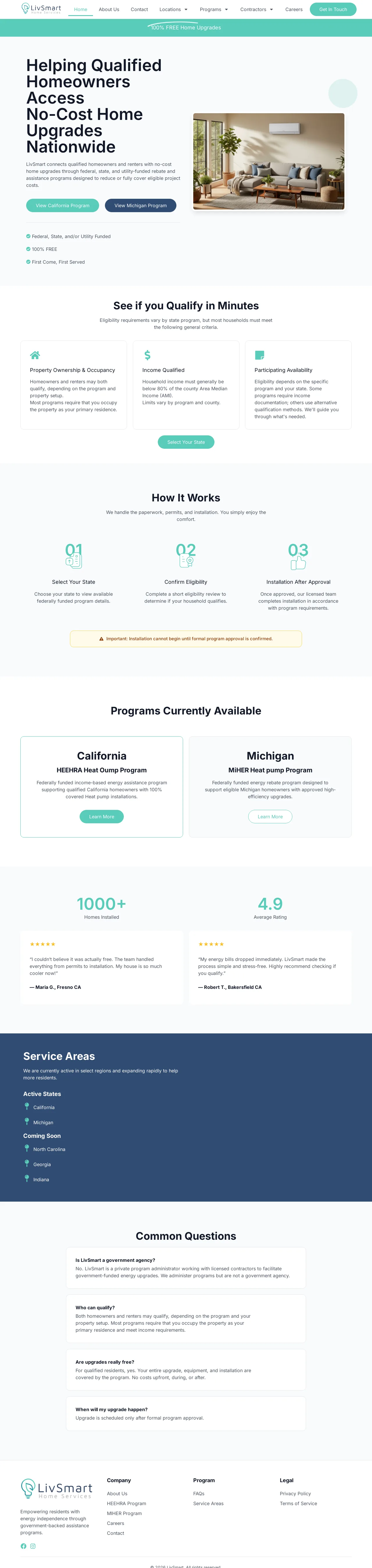 LivSmart — pré-visualização da landing page completa